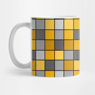 Grey and Mustard Yellow Grid Mug